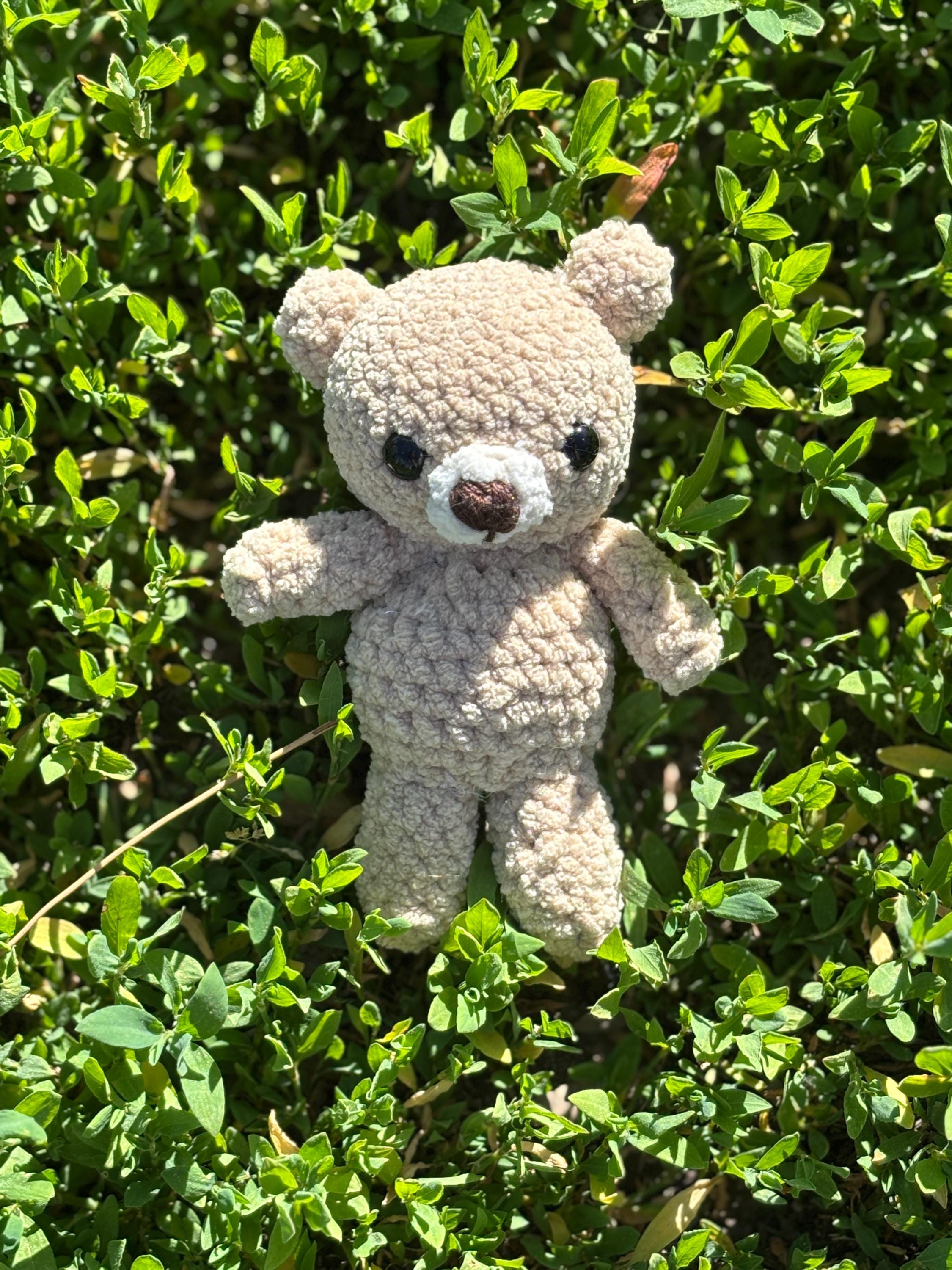 Crochet Teddy Bear Amigurumi Pattern, Tiny Chenille Plush (PDF Pattern)