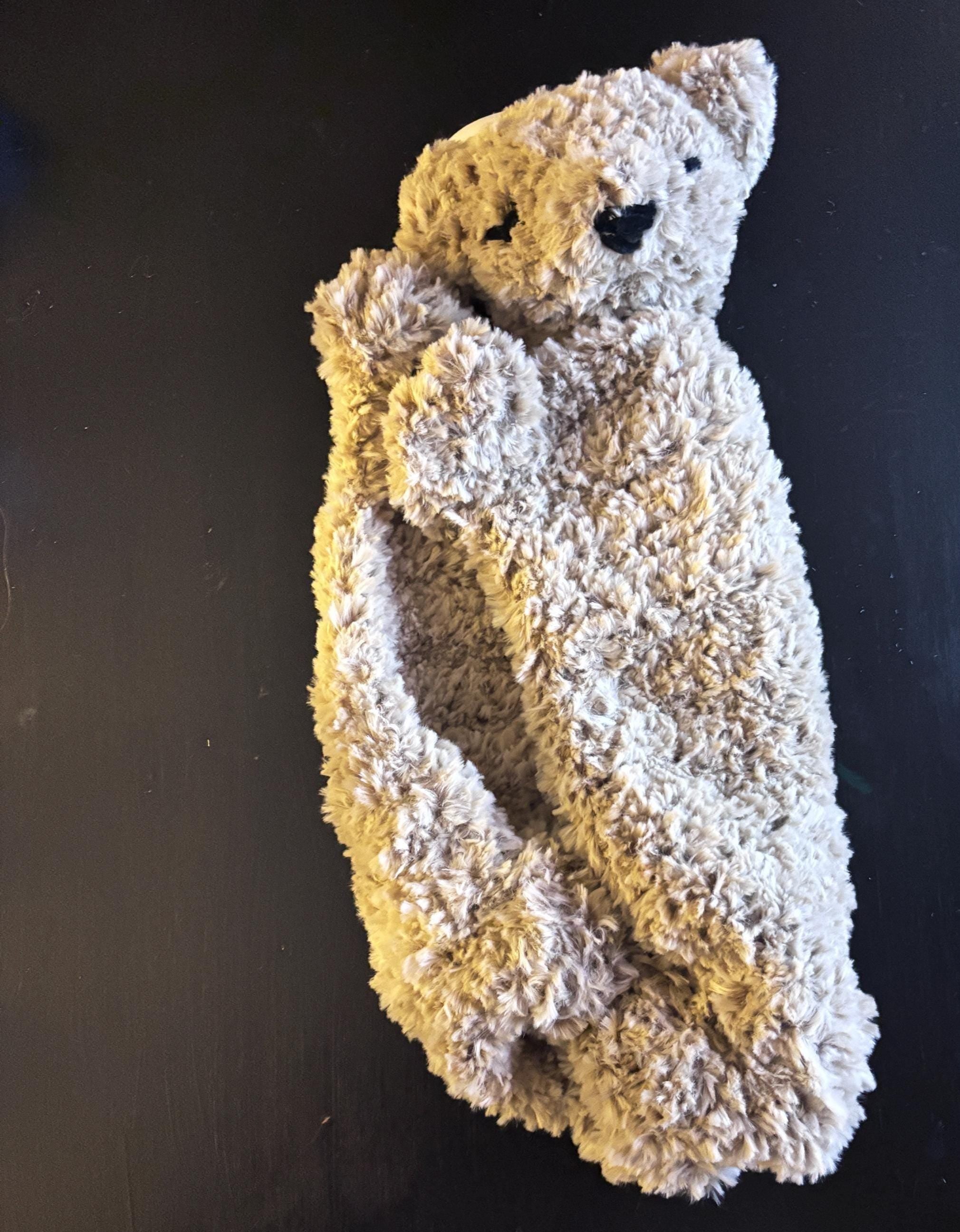 Crochet Bear Lovey Blanket BUILT IN FIDGET Super Soft Snuggler Baby Toy