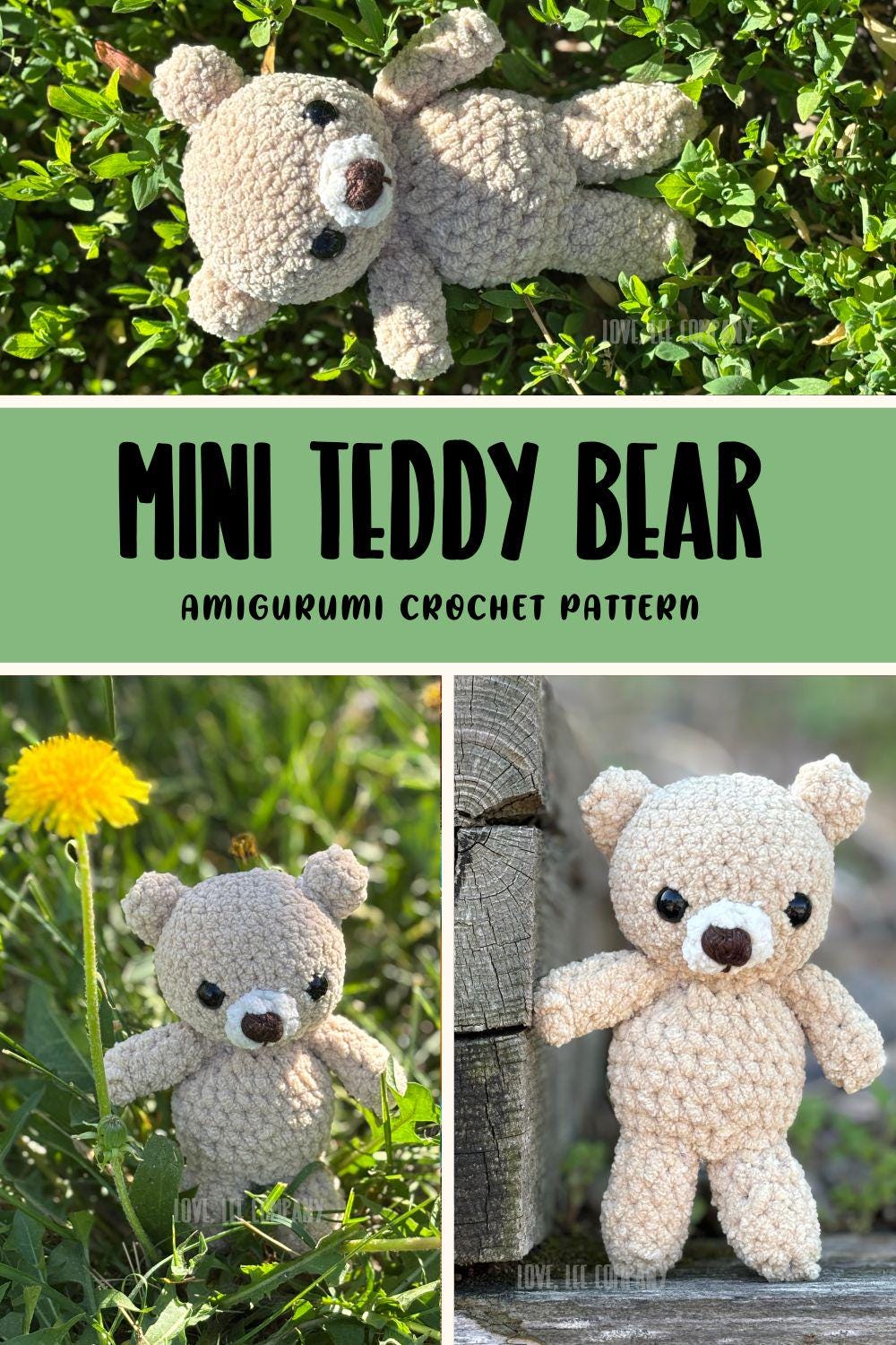 Crochet Teddy Bear Amigurumi Pattern, Tiny Chenille Plush (PDF Pattern)