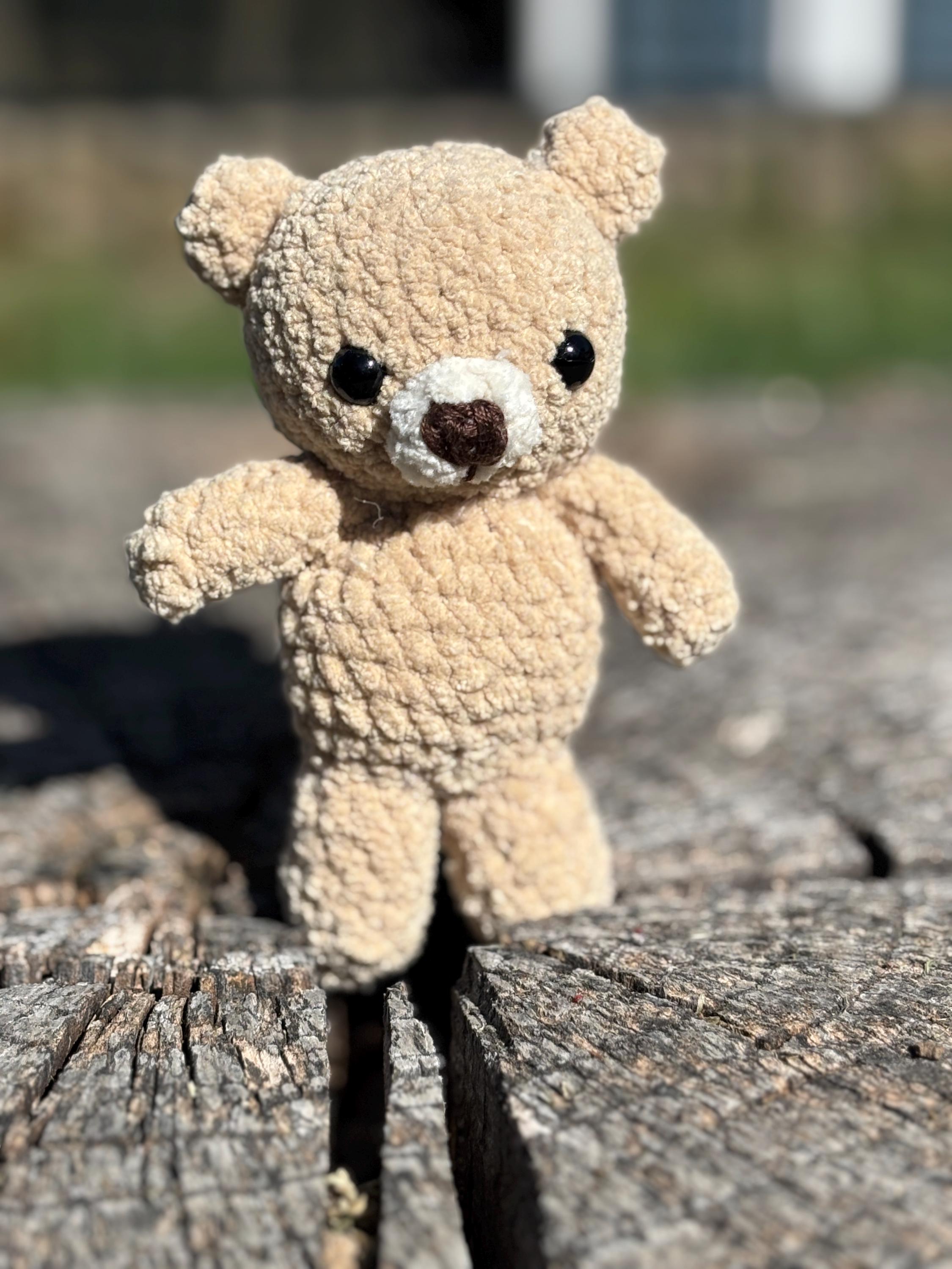 Crochet Teddy Bear Amigurumi Pattern, Tiny Chenille Plush (PDF Pattern)