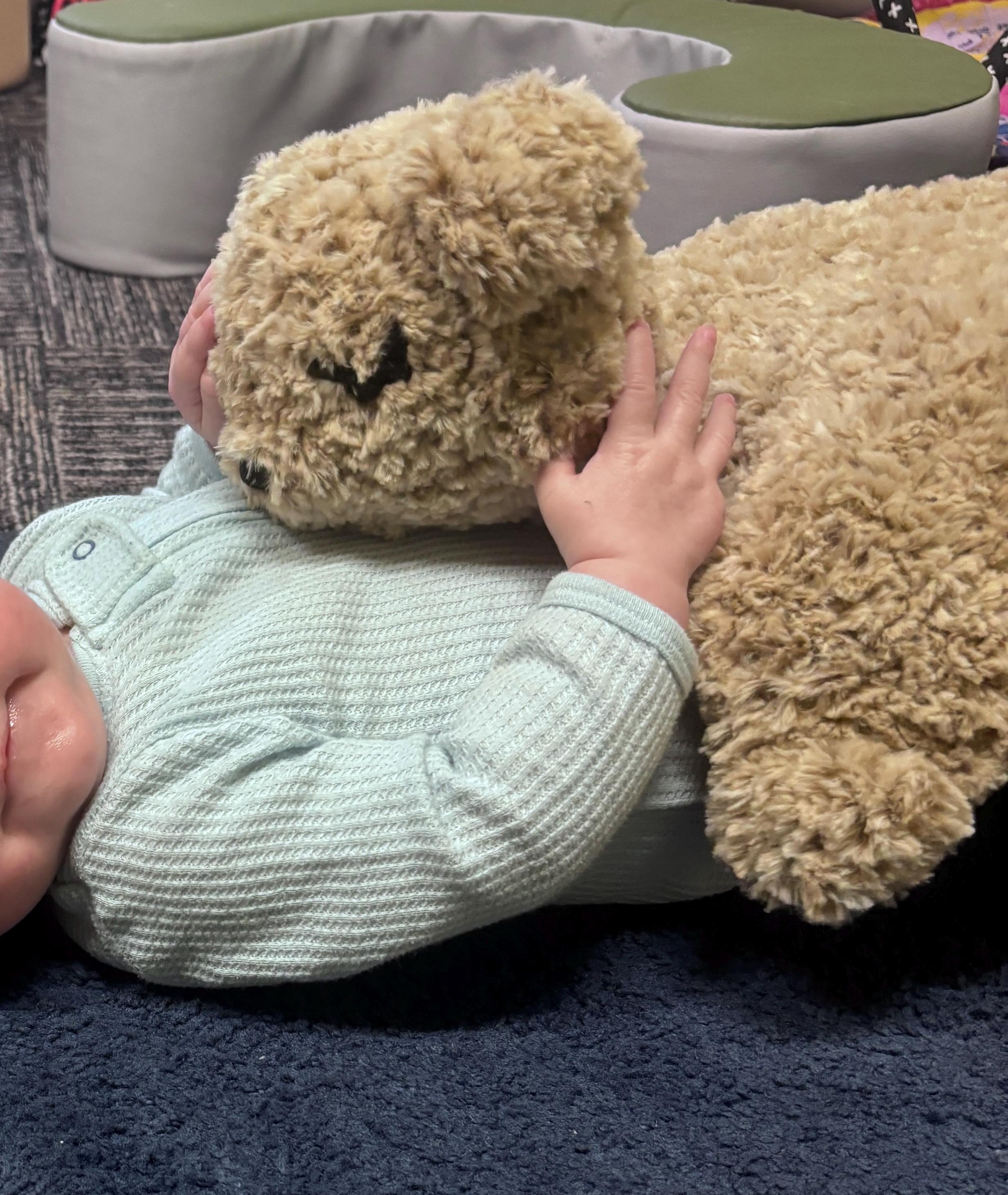 Crochet Bear Lovey Blanket BUILT IN FIDGET Super Soft Snuggler Baby Toy