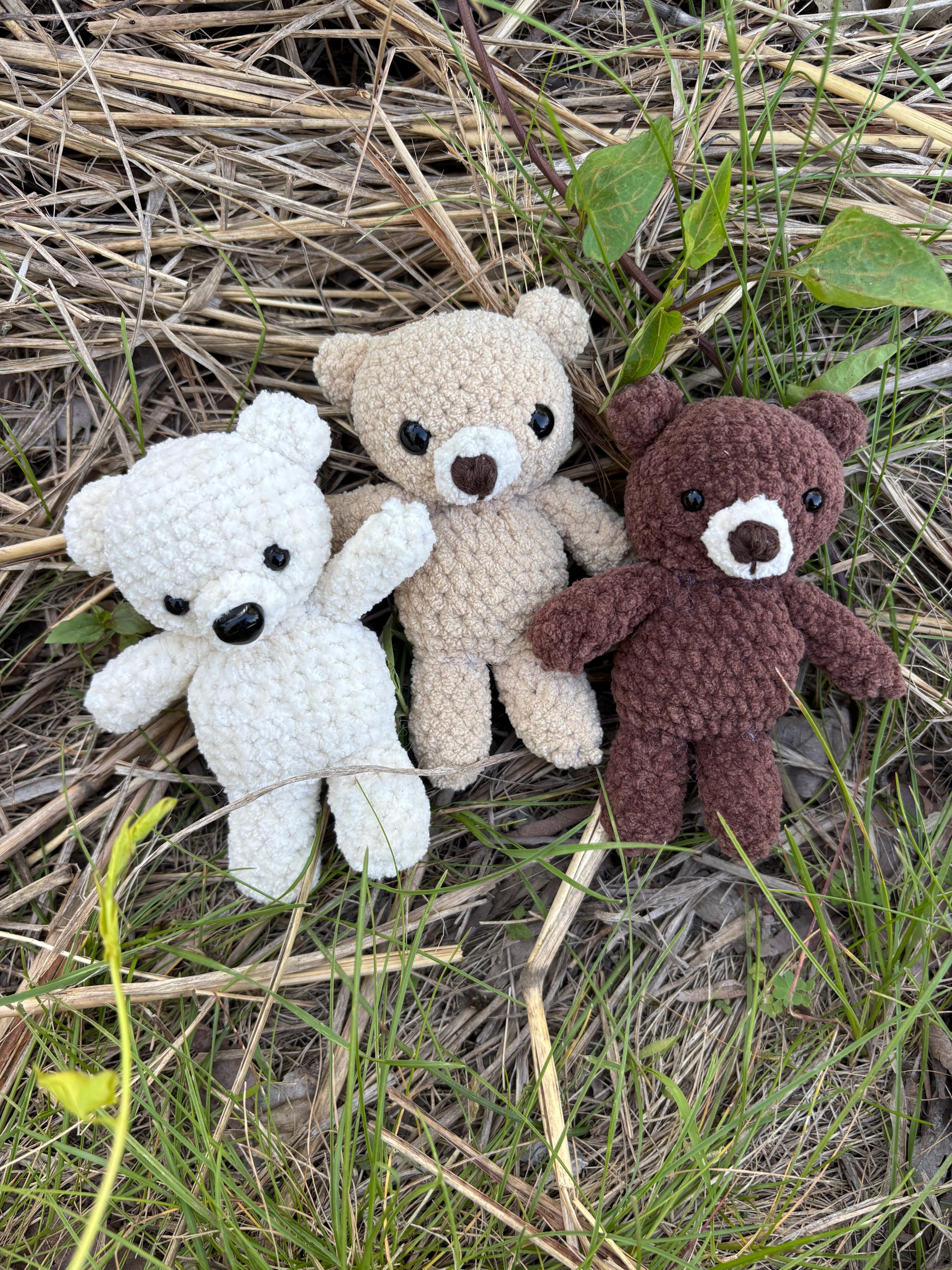 Crochet Teddy Bear Amigurumi Pattern, Tiny Chenille Plush (PDF Pattern)