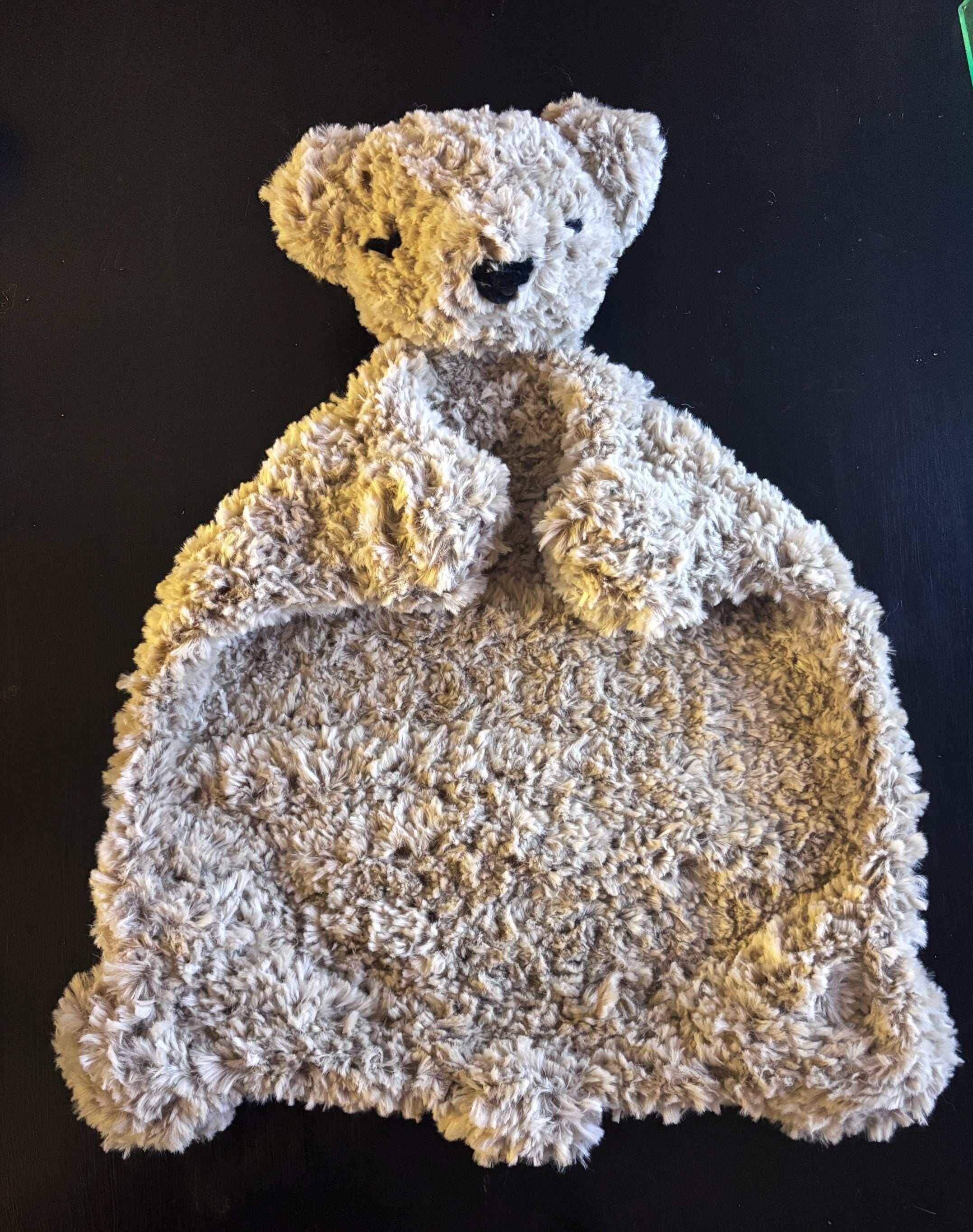 Crochet Bear Lovey Blanket BUILT IN FIDGET Super Soft Snuggler Baby Toy